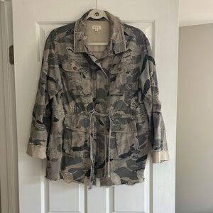 POL Women's Gray and Tan Utility Jacket